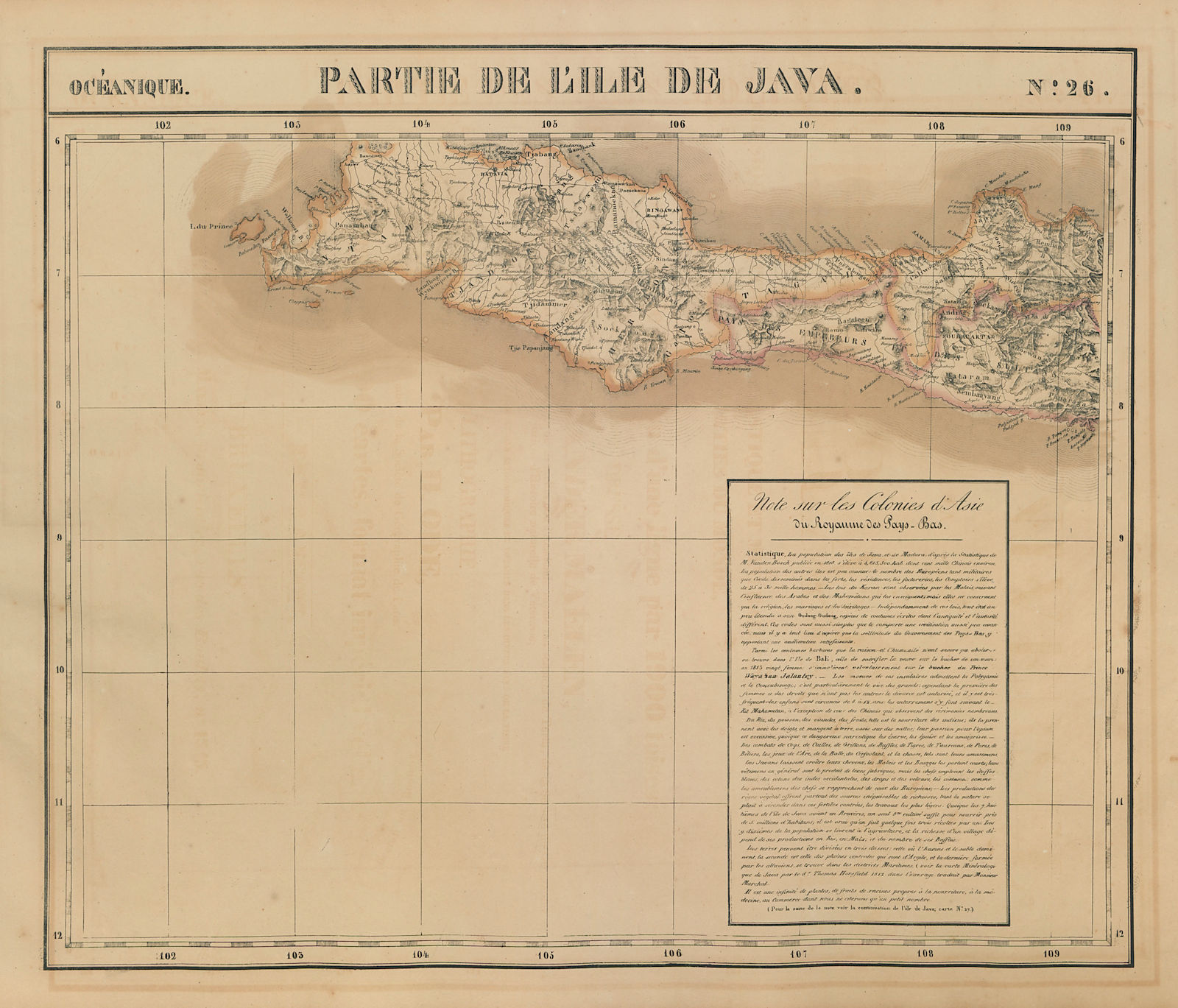 Océanique. Partie de l'ile de Java #26 West Java Indonesia VANDERMAELEN 1827 map