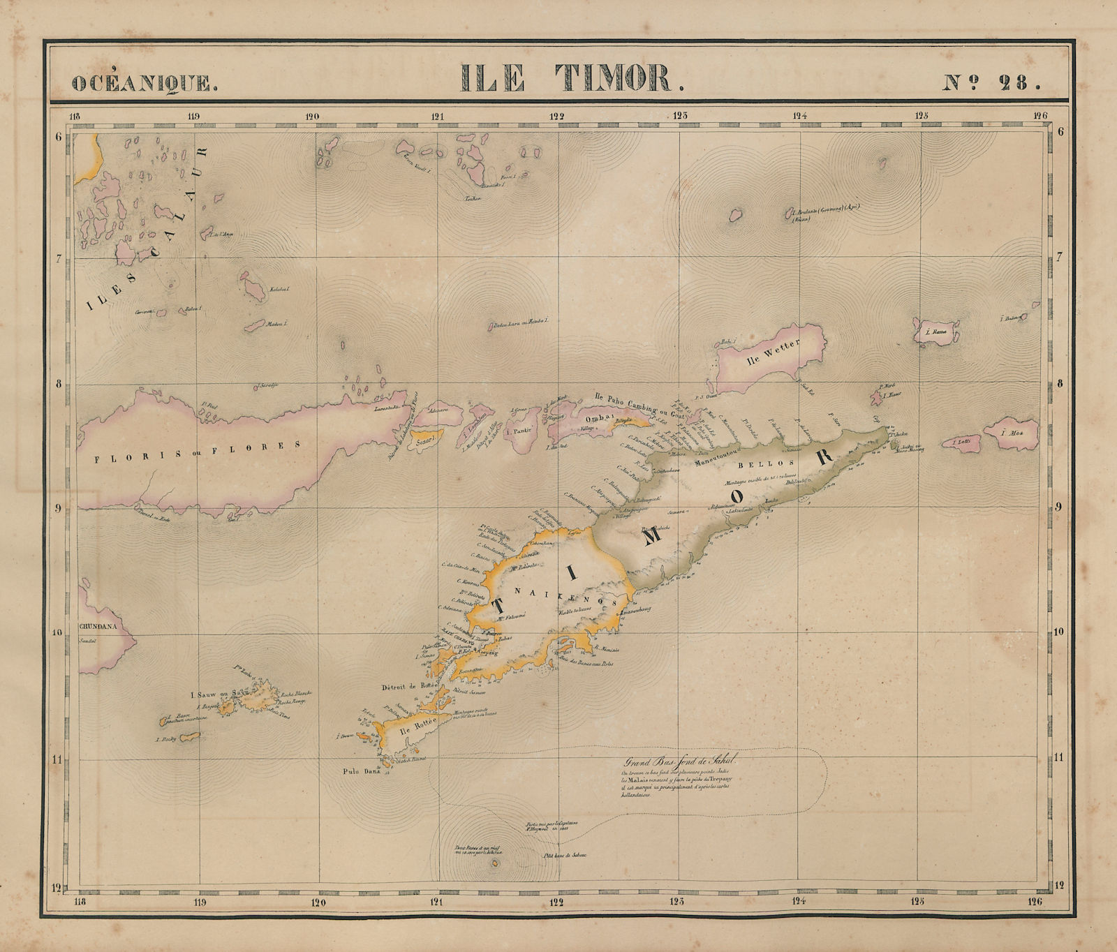 Océanique. Ile Timor #28. Flores. Lesser Sunda Islands. VANDERMAELEN 1827 map