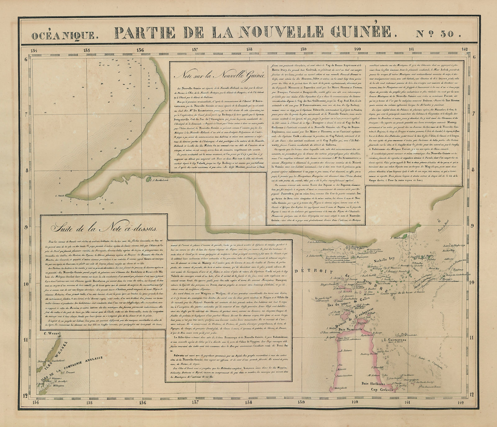 Océanique. Partie de la Nouvelle Guinée #30. Torres Strait VANDERMAELEN 1827 map