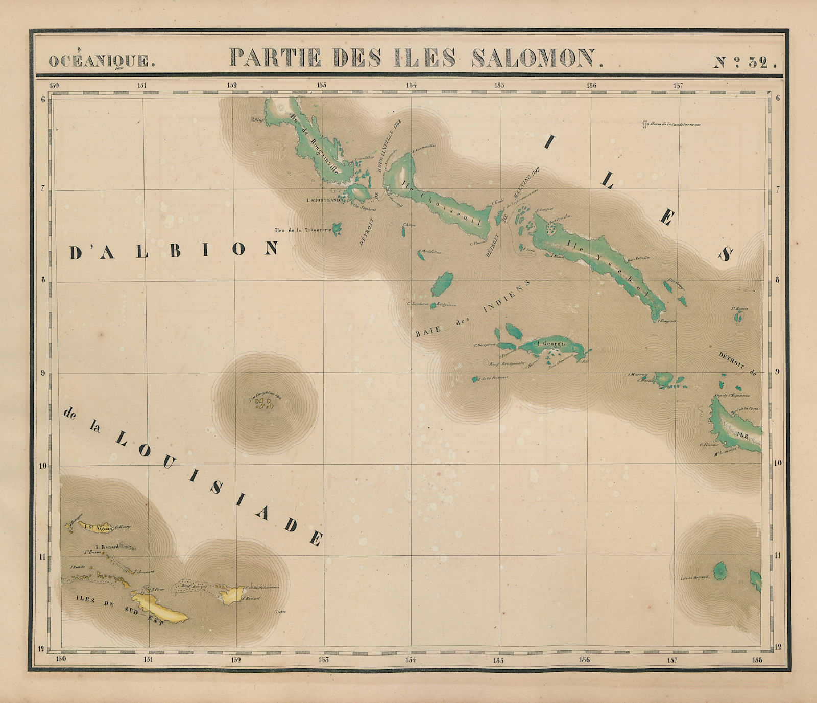 Océanique. Partie des Iles Salomon #32. Solomon Islands. VANDERMAELEN 1827 map