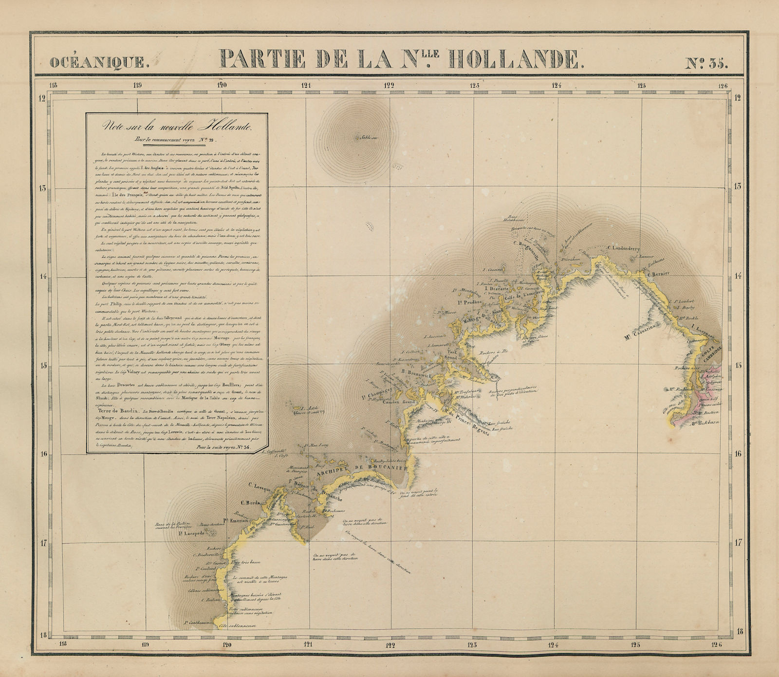 Océanique Partie de la Nlle Hollande #35 Western Australia VANDERMAELEN 1827 map