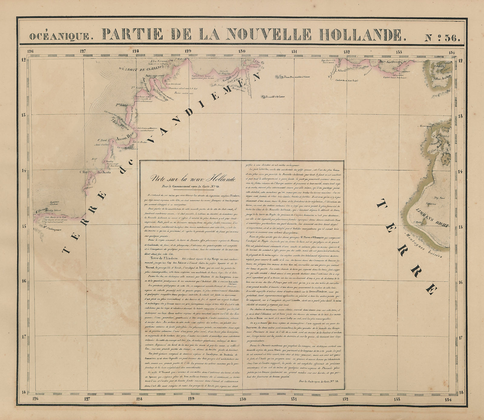 Océanique Partie de la Nlle Hollande 36 Northern Territory VANDERMAELEN 1827 map
