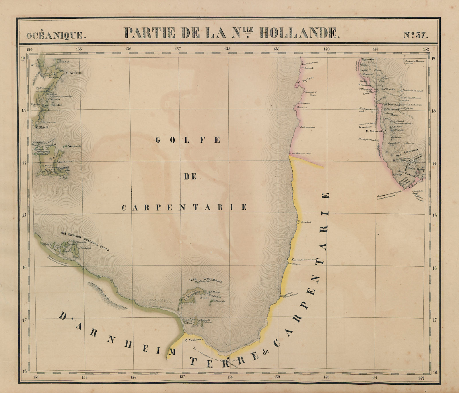 Océanique. Partie de la Nlle Hollande #37 Carpentaria Gulf VANDERMAELEN 1827 map