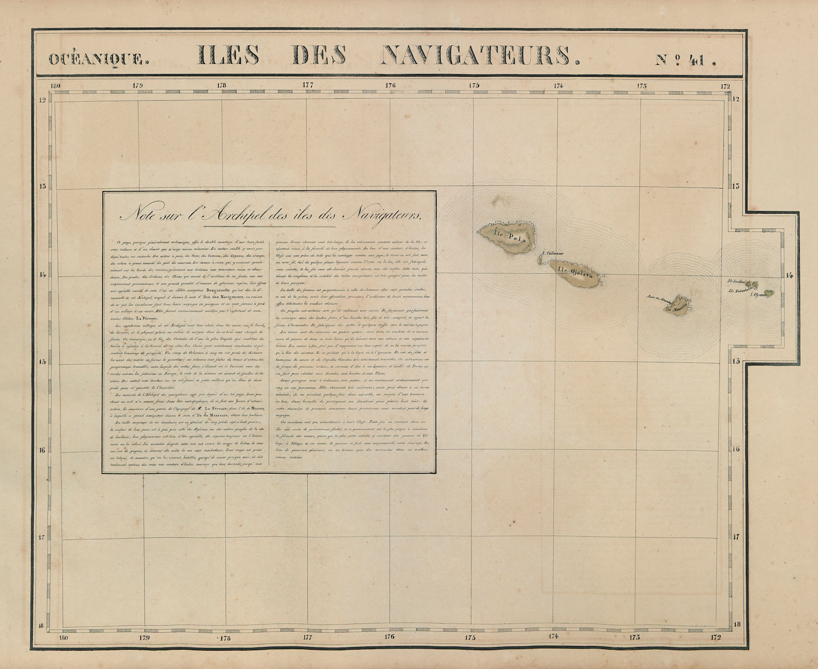 Océanique. Iles des Navigateurs #41 Samoa & American Samoa VANDERMAELEN 1827 map