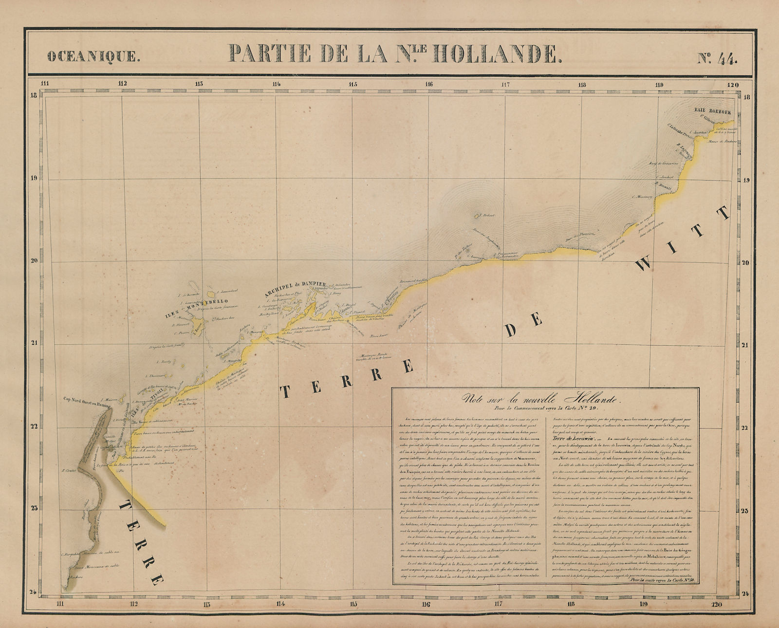 Océanique. Partie de la Nle Hollande #44 Western Australia VANDERMAELEN 1827 map