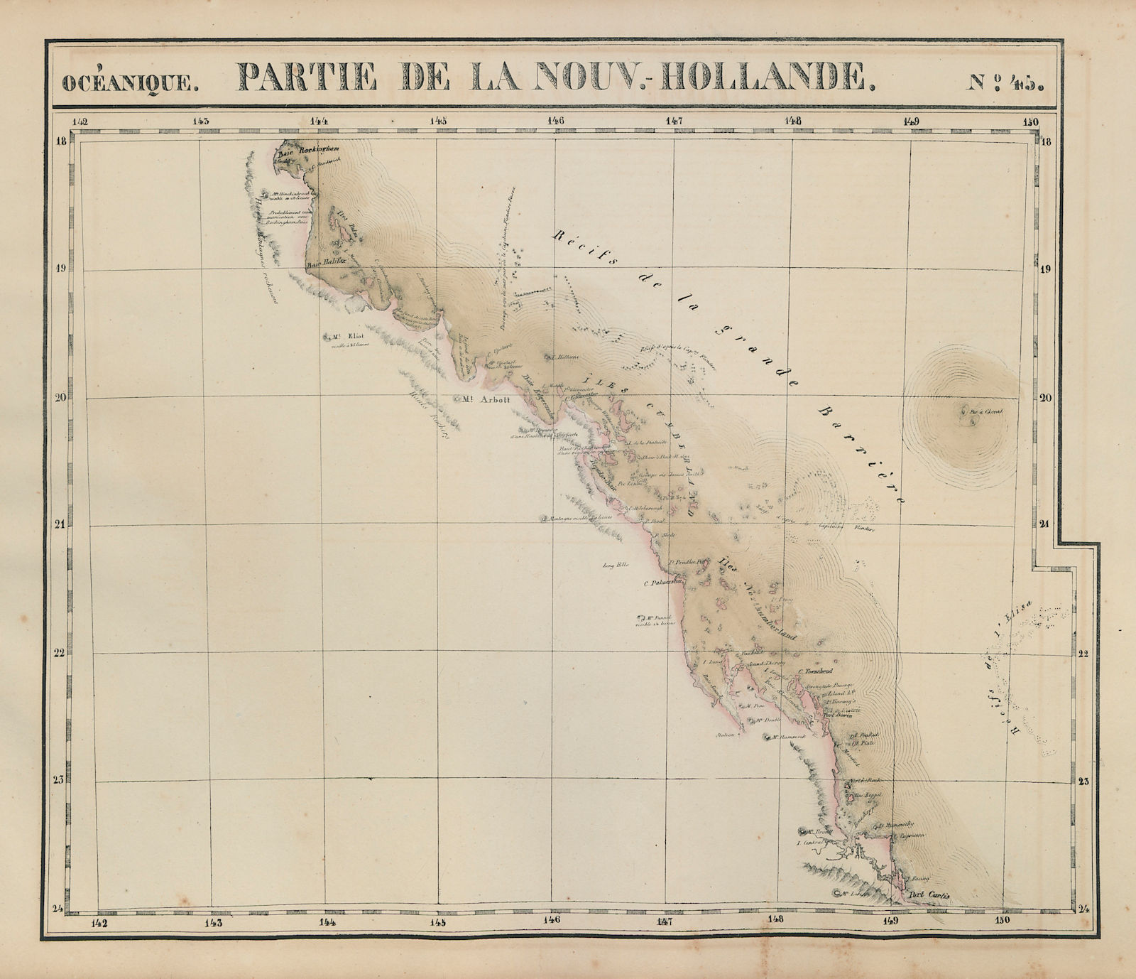Océanique. Partie de la Nouv Hollande #45 Queensland coast VANDERMAELEN 1827 map