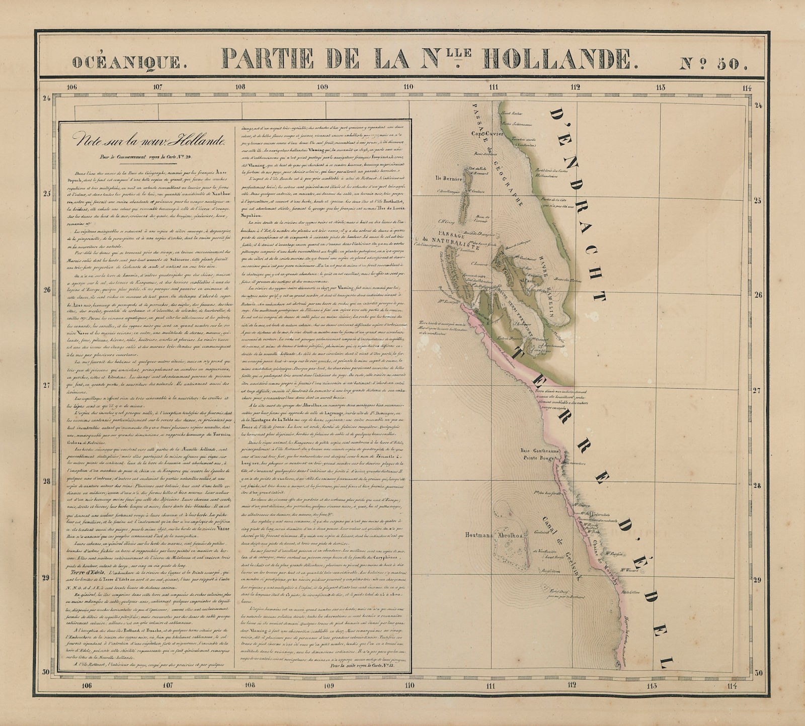 Océanique. Nlle Hollande 50 Gascoyne Western Australia VANDERMAELEN 1827 map