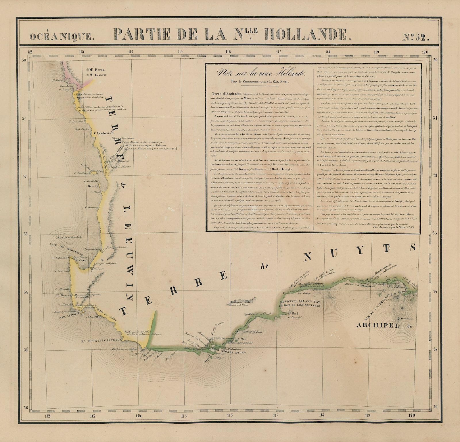 Associate Product Océanique. Partie… Nle Hollande #52. Western Australia SW. VANDERMAELEN 1827 map