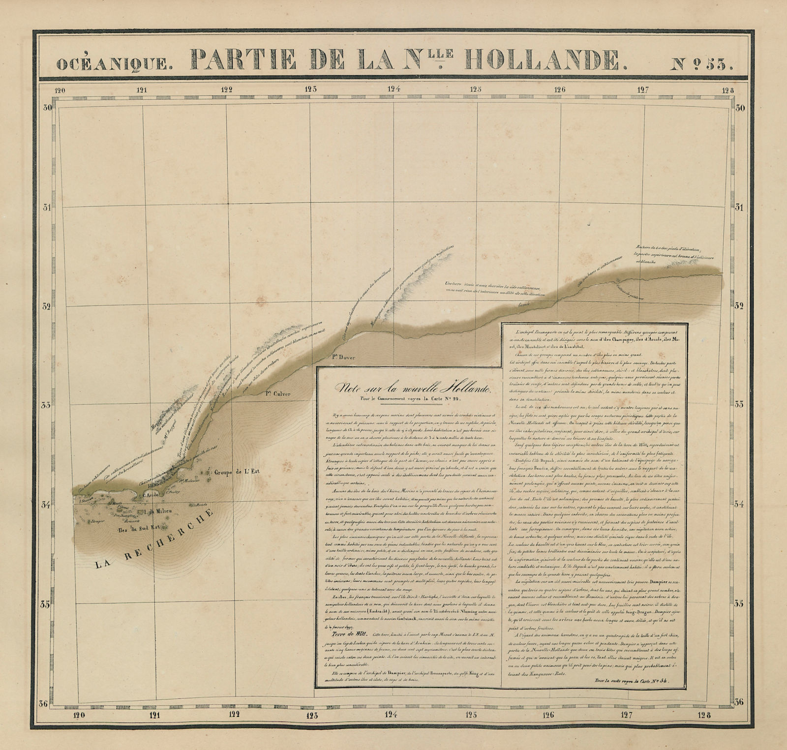 Océanique Partie… Nle Hollande #53 W Australia Goldfields. VANDERMAELEN 1827 map