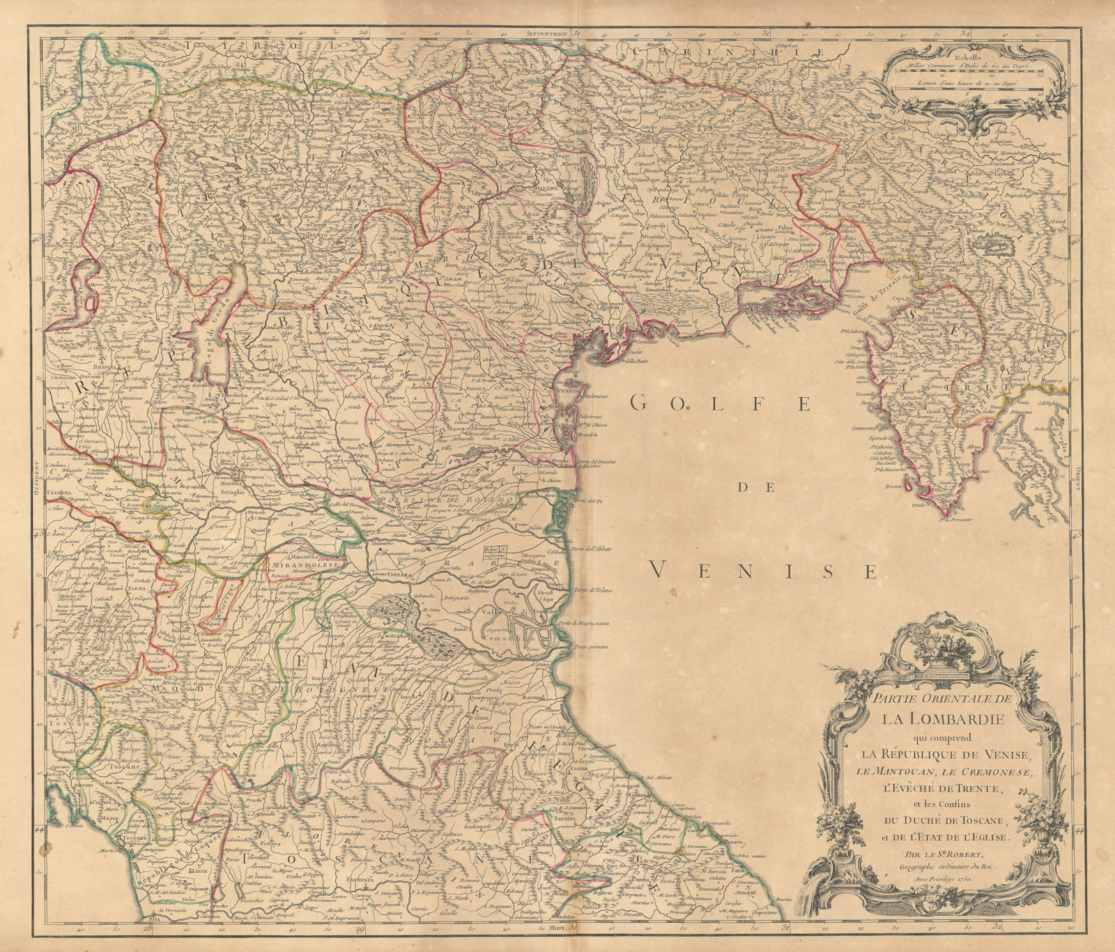 "Partie Orientale de la Lombardie". NE Italy. Veneto Lombardy. VAUGONDY 1750 map