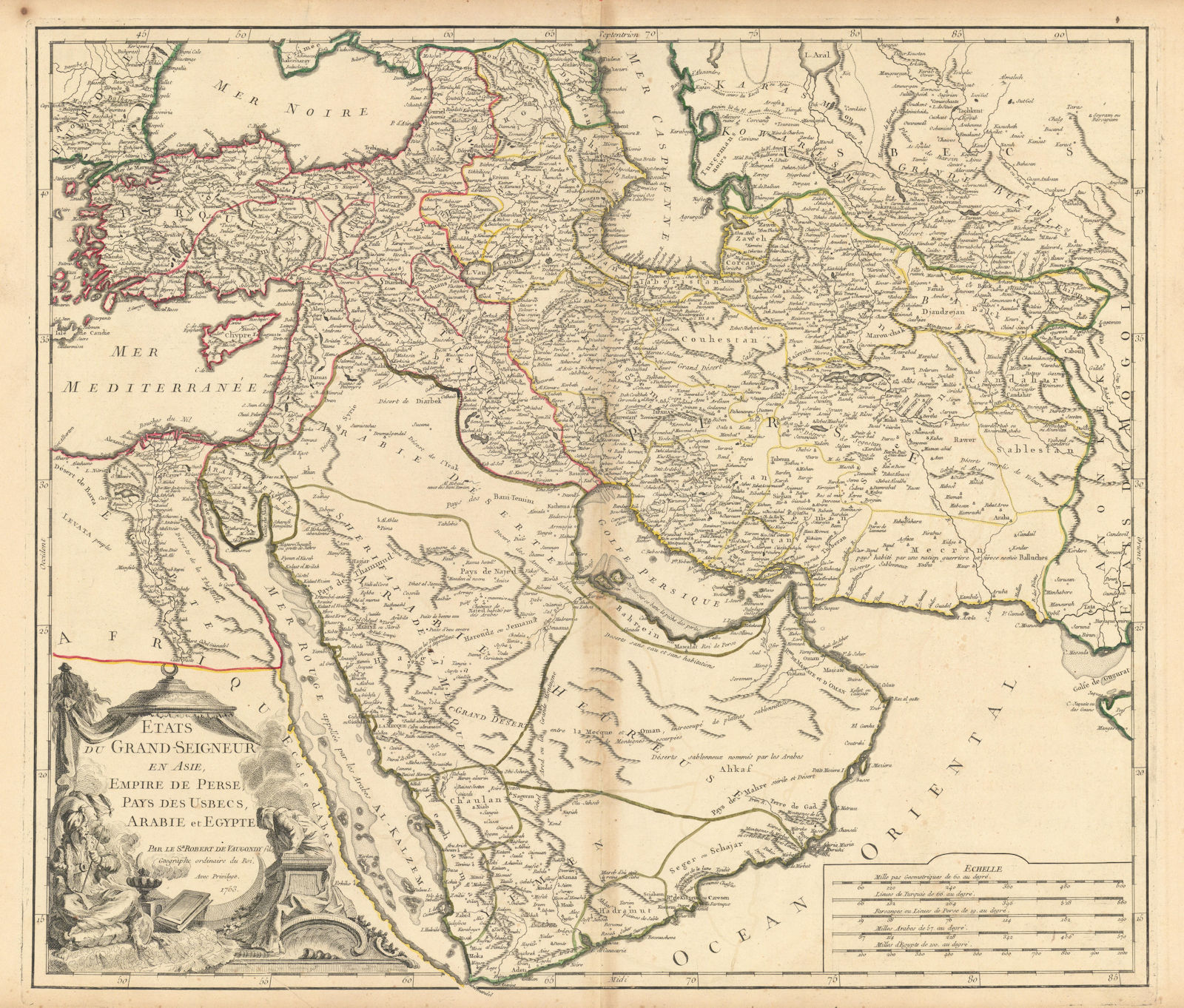 "Etats Grand-Seigneur en Asie…" Middle East Arabia SW Asia. VAUGONDY 1753 map