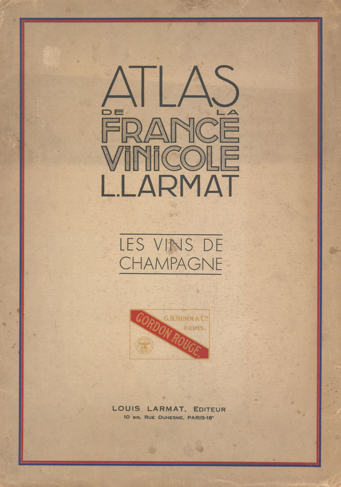 Associate Product Louis Larmat Atlas de la France Vinicole cover Champagne G.H. Mumm & Co. 1944