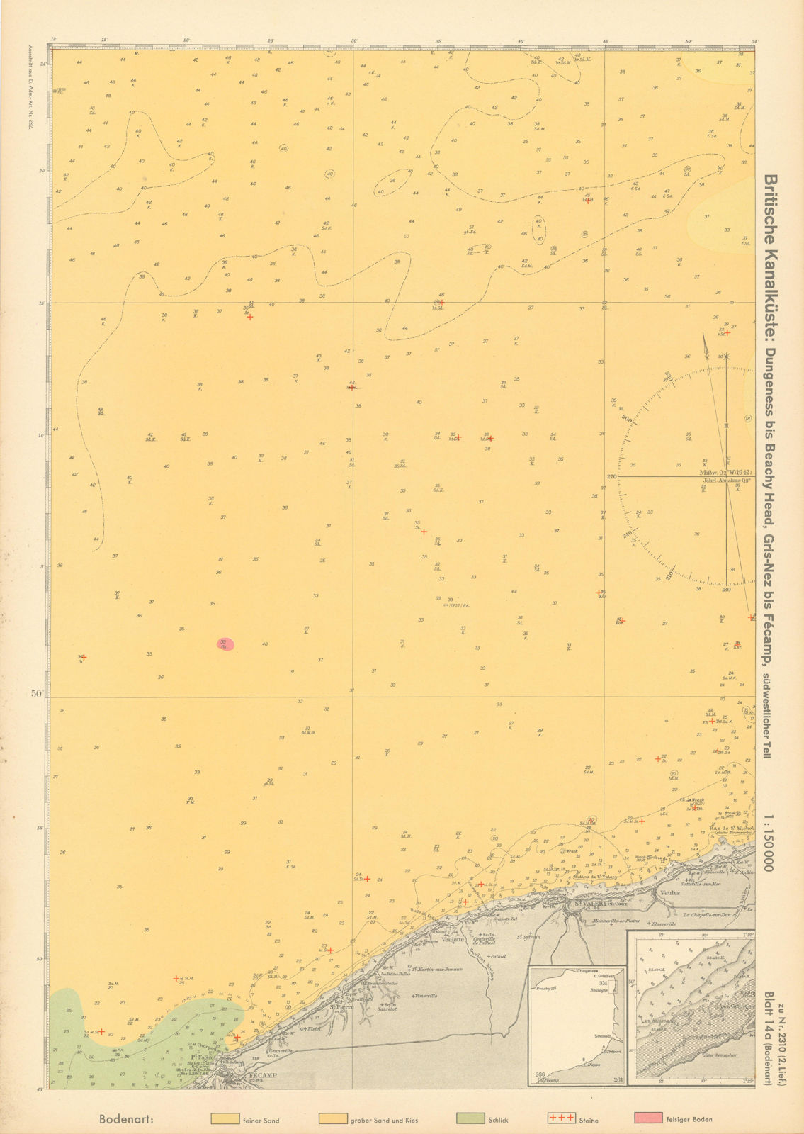 14a. English Channel Coast. Fécamp. Seine-Maritime. KRIEGSMARINE Nazi map 1940