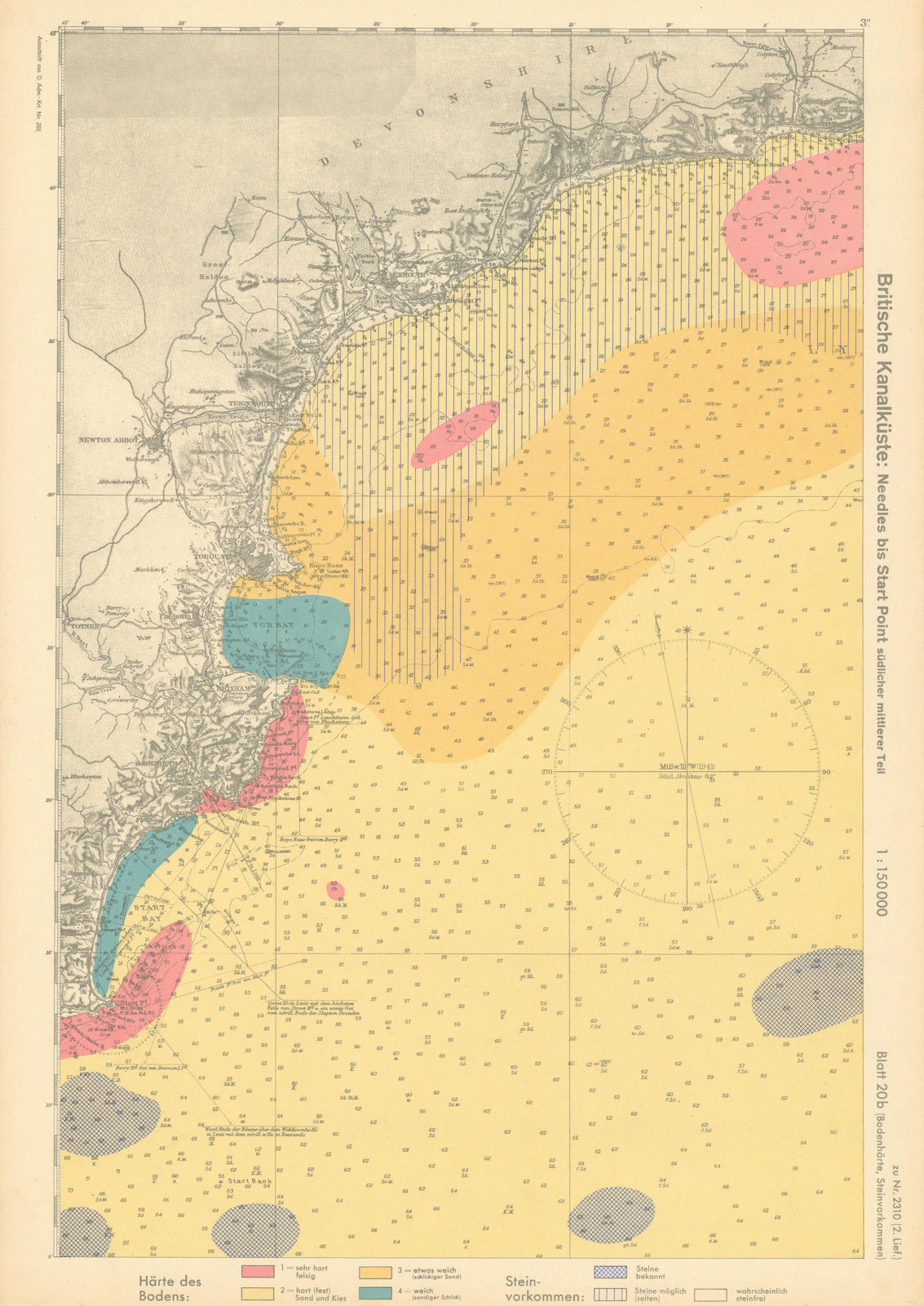 Associate Product 20b. English Channel Coast. Exmouth Torbay Devon. KRIEGSMARINE Nazi map 1940