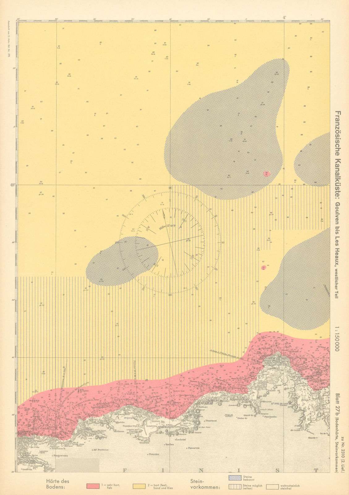 Associate Product 27b. Finistère coast. Roscoff Plouescat Aberwrac'h. KRIEGSMARINE Nazi map 1940