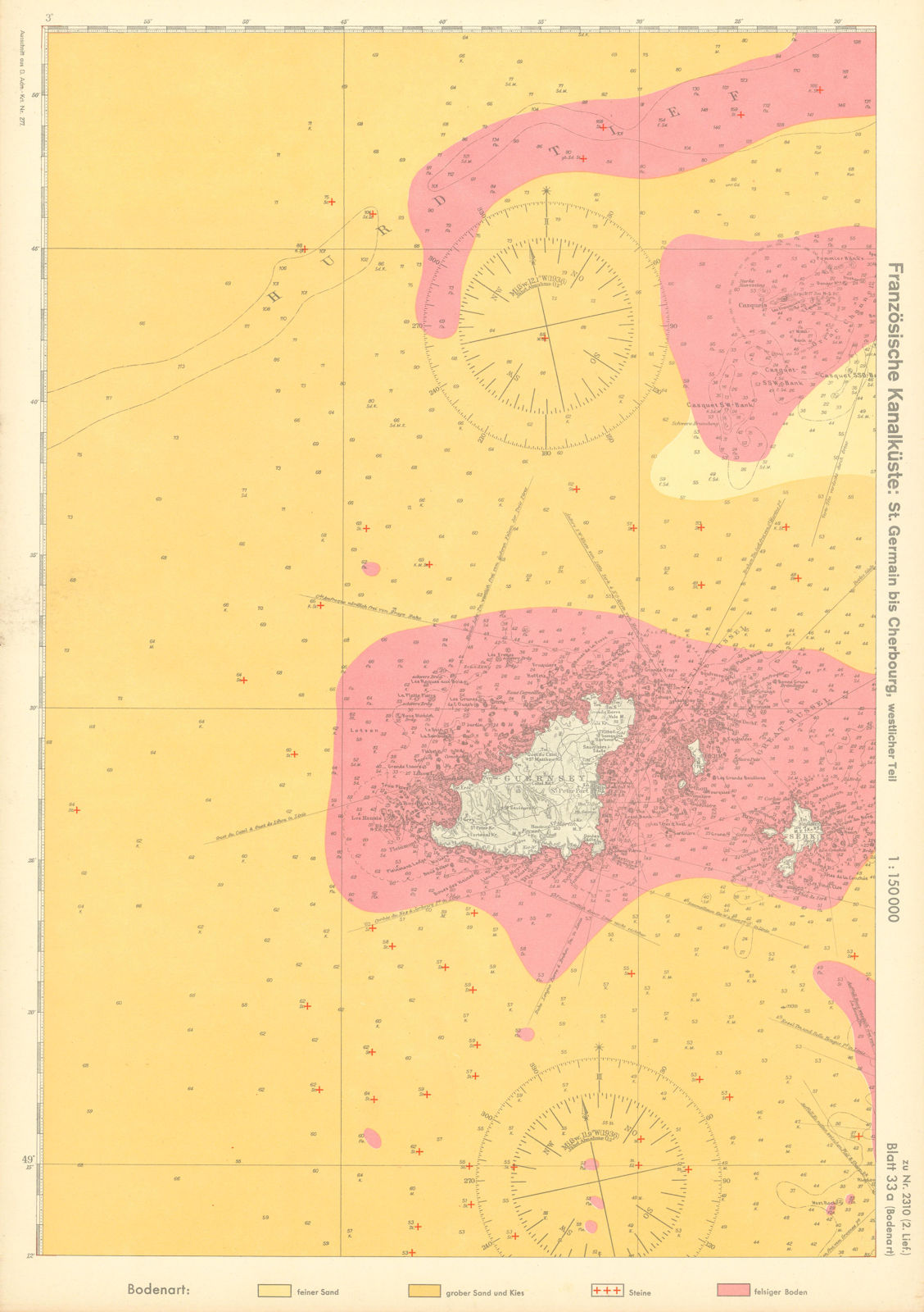 33a. Channel Islands Guernsey Sark Herm. KRIEGSMARINE Nazi map 1940 old