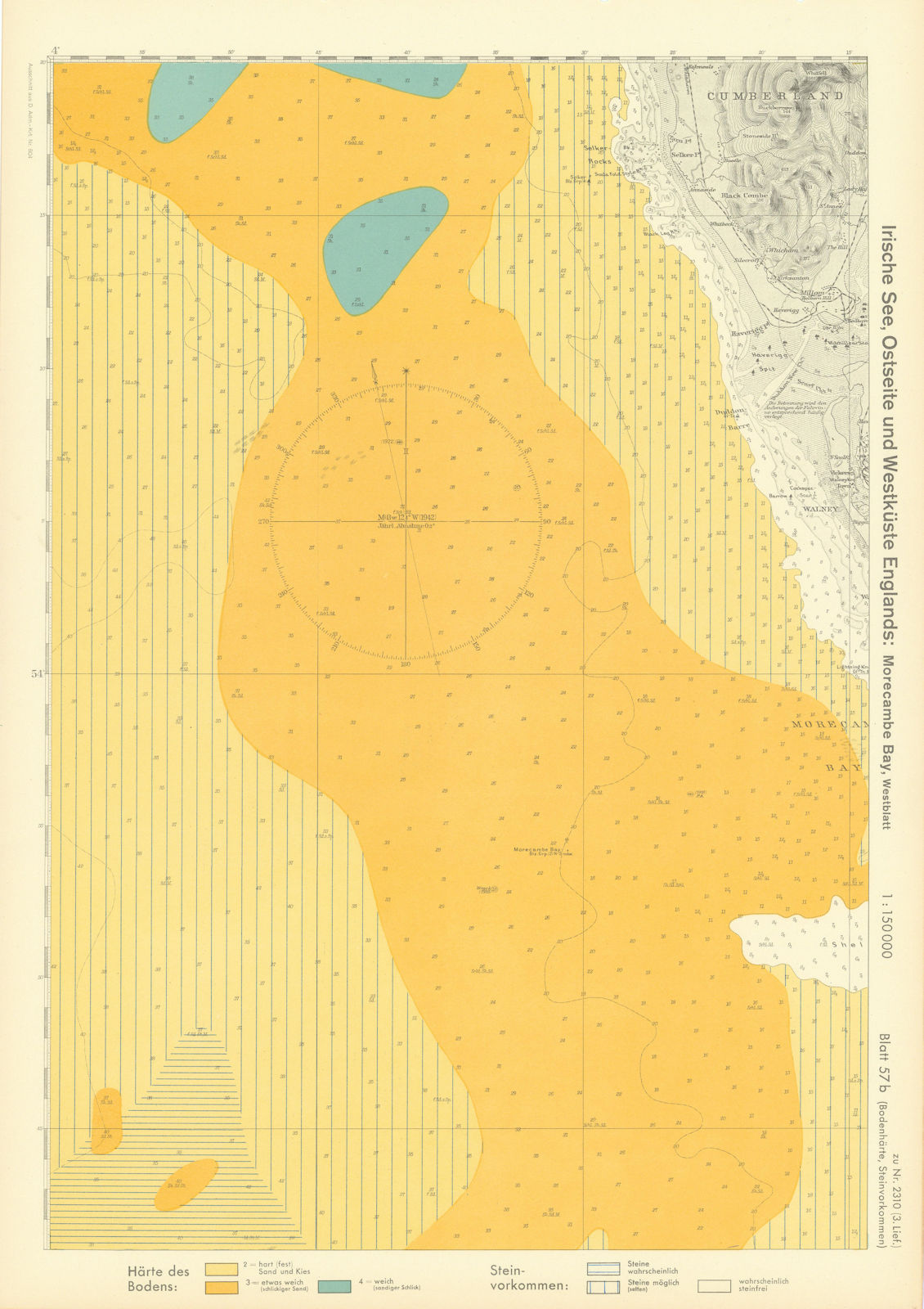 Associate Product 57b. Cumbria coast. Irish Sea. Barrow-in-Furness. KRIEGSMARINE Nazi map 1940