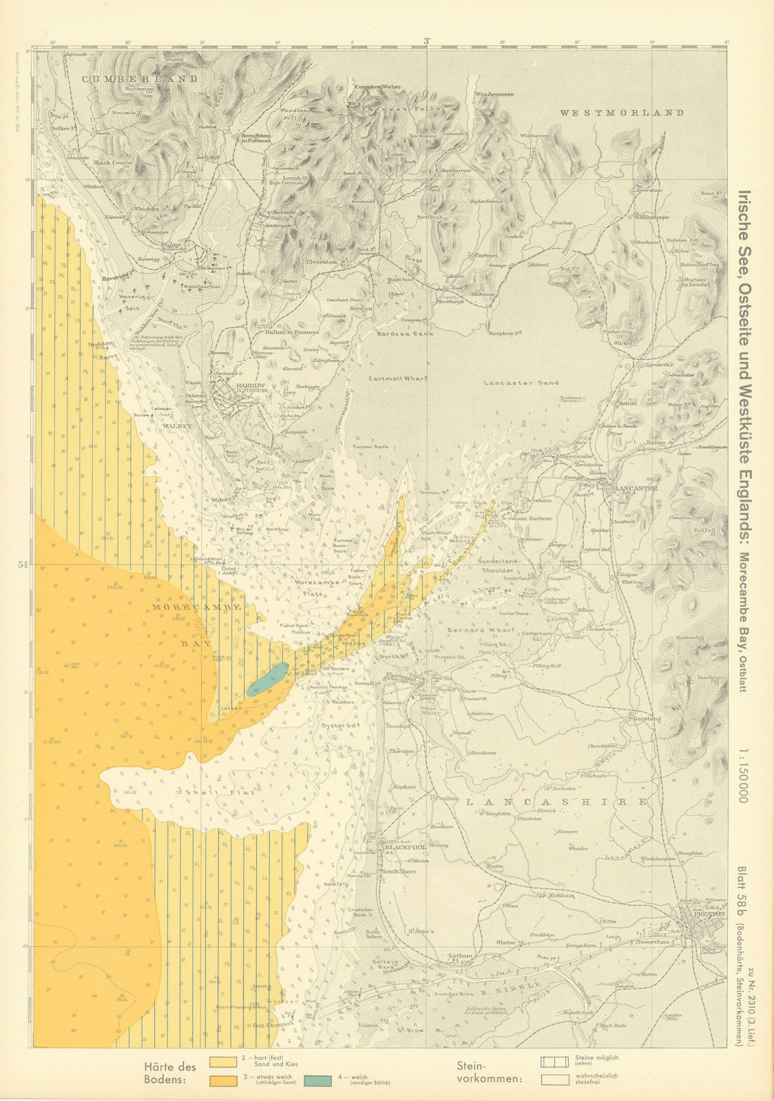 58b. Morecambe Bay. Lancashire Cumbria coast. Barrow. KRIEGSMARINE Nazi map 1940