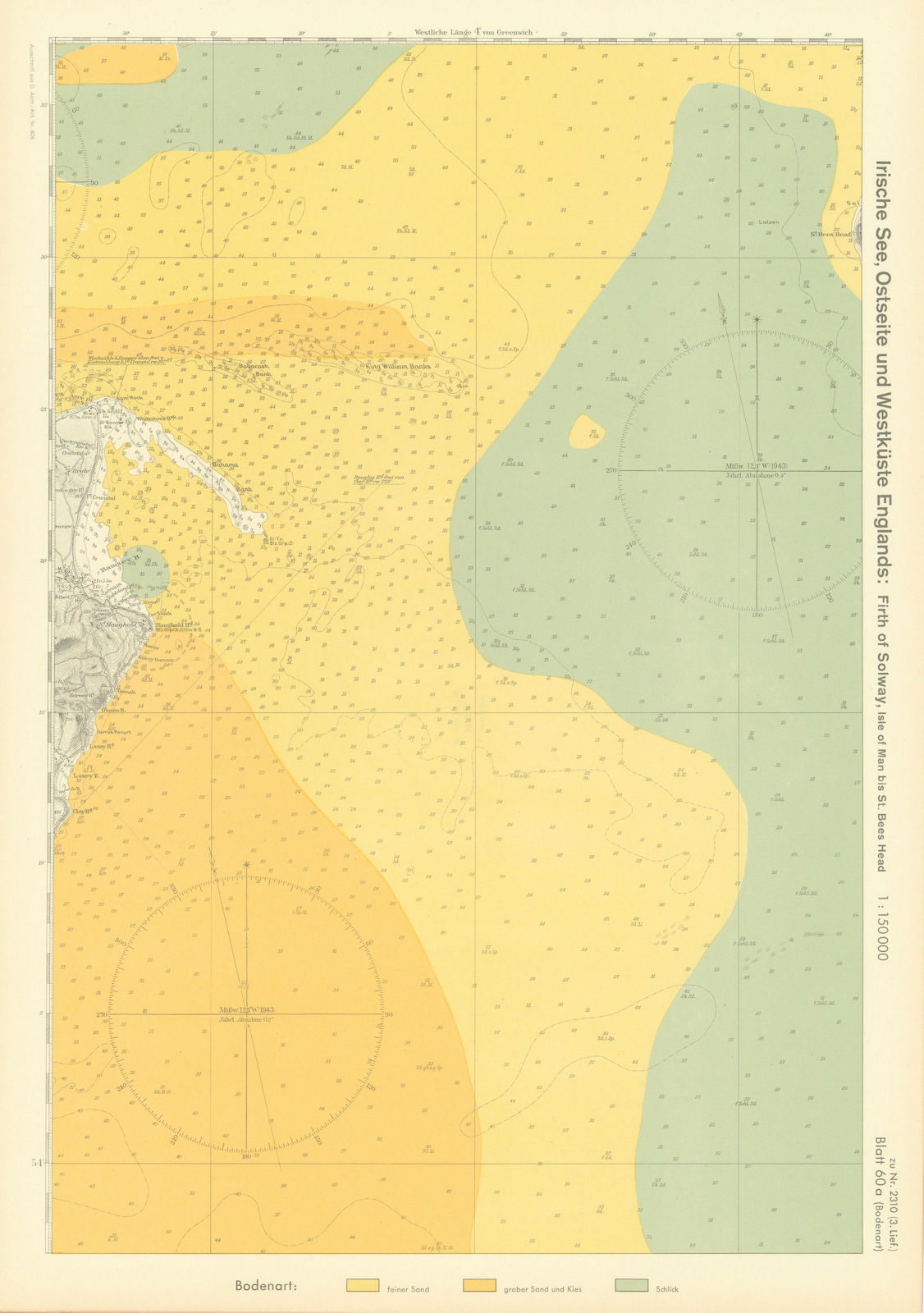 60a. Isle of Man north east. Ramsey Bay. Ayre Point. KRIEGSMARINE Nazi map 1940