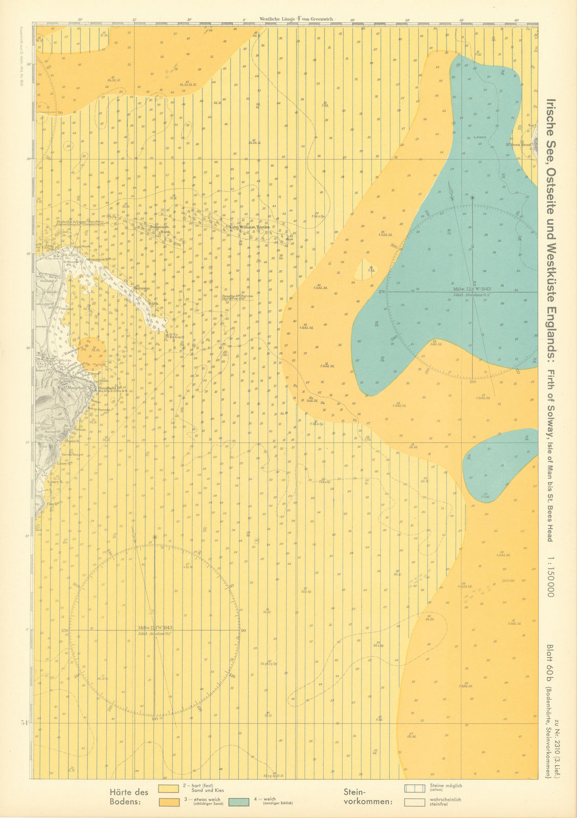 60b. Isle of Man north east. Ramsey Bay. Ayre Point. KRIEGSMARINE Nazi map 1940