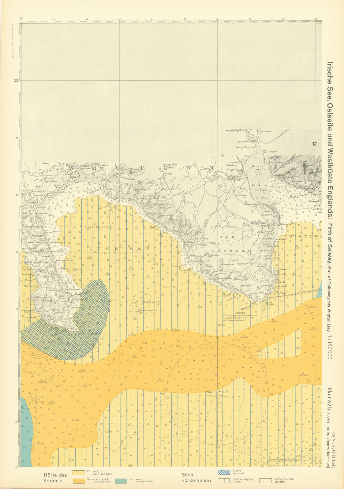 62b. Wigtownshire Luce Bay Machars Rhins of Galloway. KRIEGSMARINE Nazi map 1940