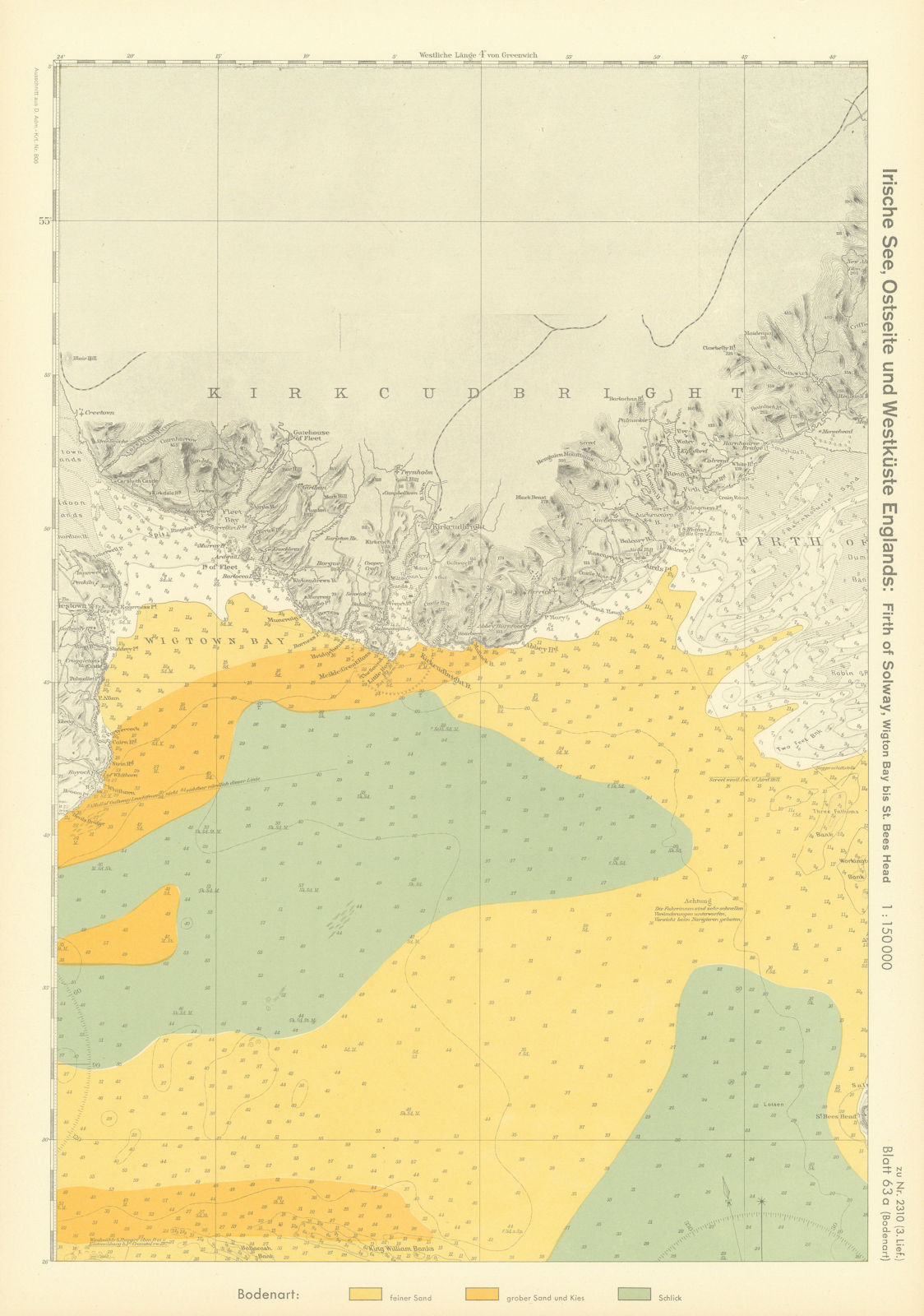 63a. Wigtown Bay Kirkcudbrightshire coast Solway. KRIEGSMARINE Nazi map 1940
