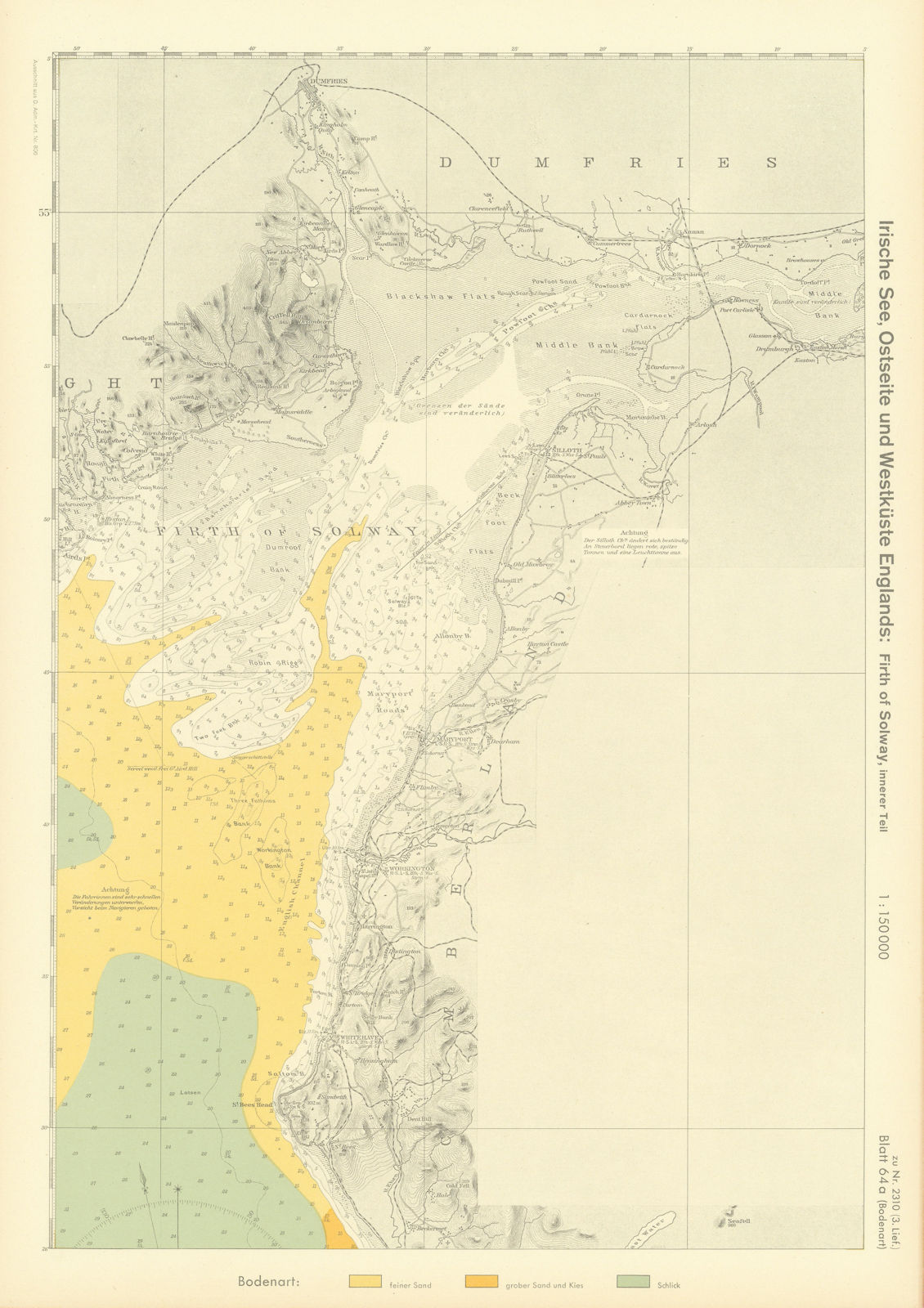 64a. Solway Firth. Dumfries-shire & Cumbria coast. KRIEGSMARINE Nazi map 1940