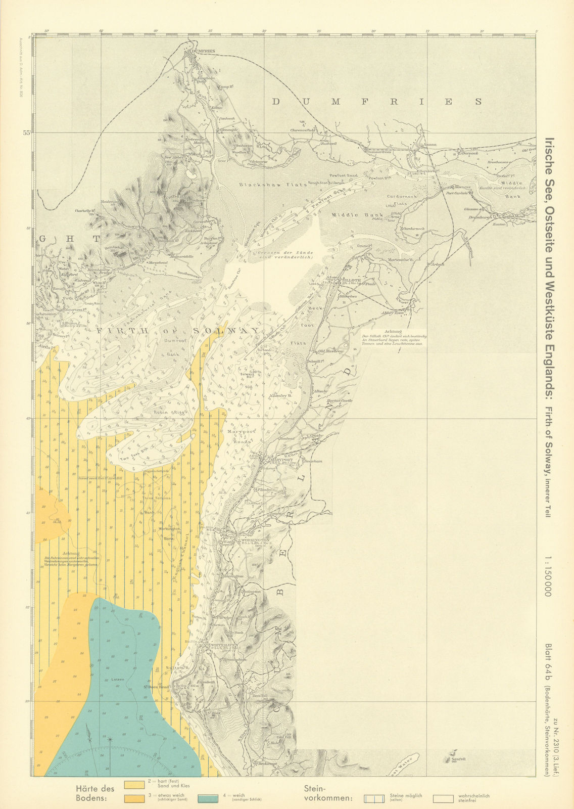 64b. Solway Firth. Dumfries-shire & Cumbria coast. KRIEGSMARINE Nazi map 1940