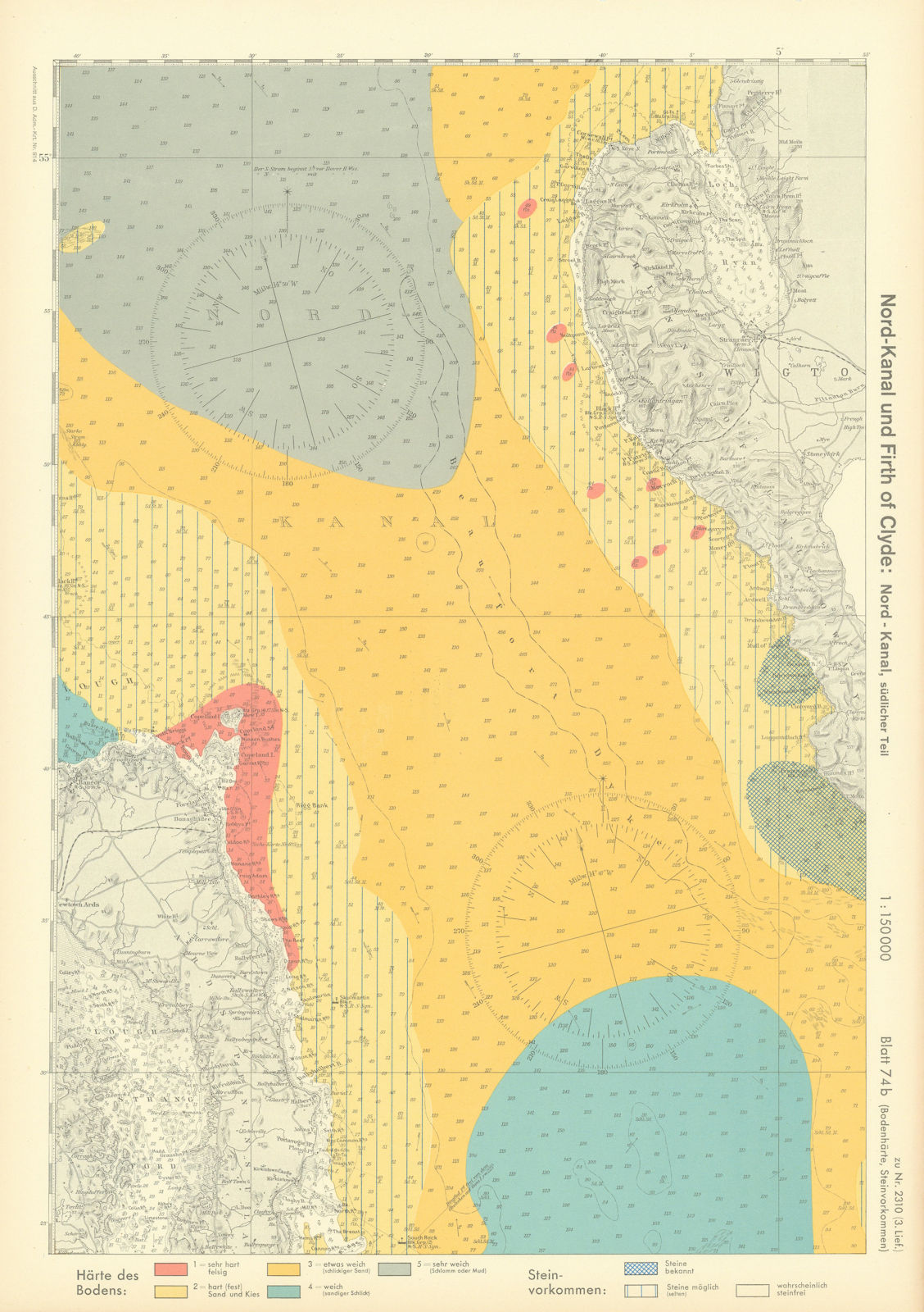 74b. North Channel. County Down Rhins of Galloway. KRIEGSMARINE Nazi map 1940
