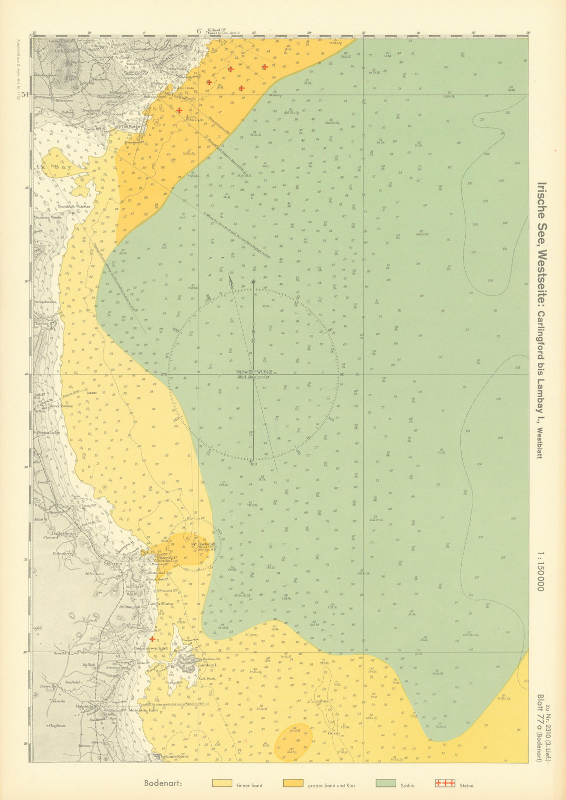 77a Ireland coast. County Dublin Louth. Lambay Island KRIEGSMARINE Nazi map 1940