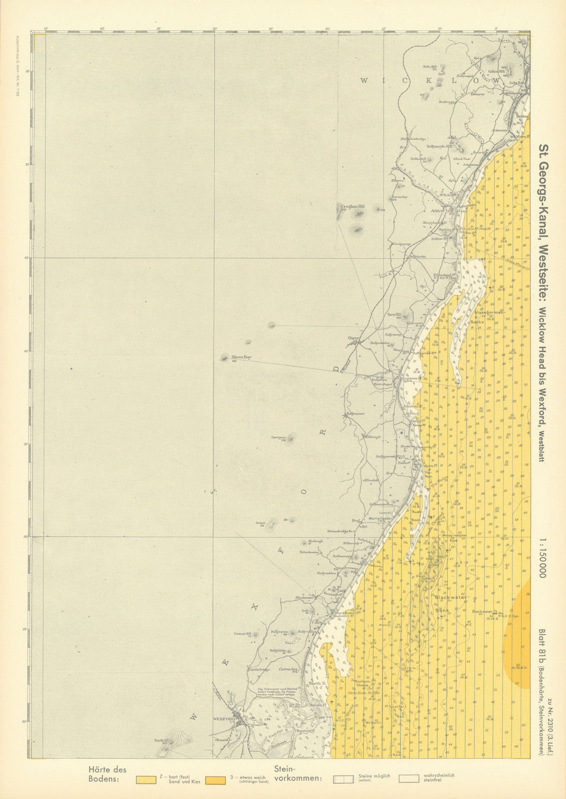 81b. Ireland coast. County Wicklow & Wexford. KRIEGSMARINE Nazi map 1940