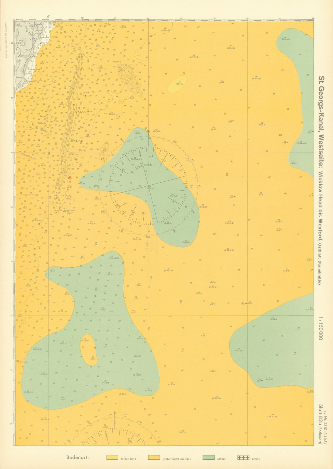 Associate Product 82a. Ireland coast Irish Sea Arklow Bank Wicklow. KRIEGSMARINE Nazi map 1940