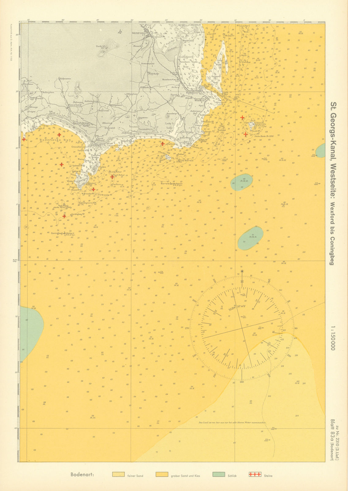 83a. Ireland coast Wexford Irish Sea Ballyteige Bay. KRIEGSMARINE Nazi map 1940