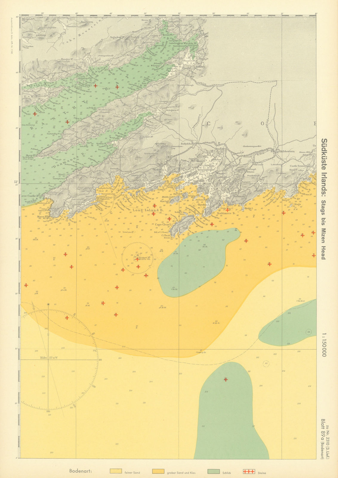 89a. Ireland coast County Cork Bantry Bay. Fastnet. KRIEGSMARINE Nazi map 1940