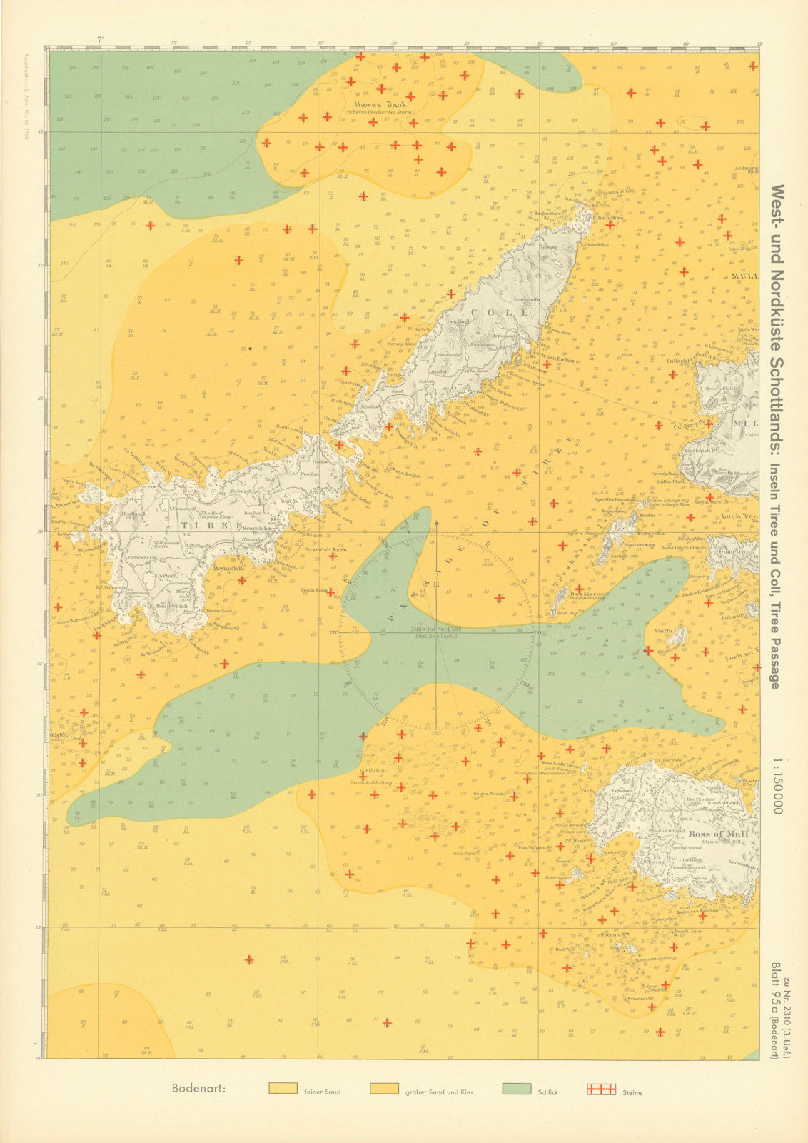 95a. Tiree passage Coll Iona Mull. Scotland. KRIEGSMARINE Nazi map 1940