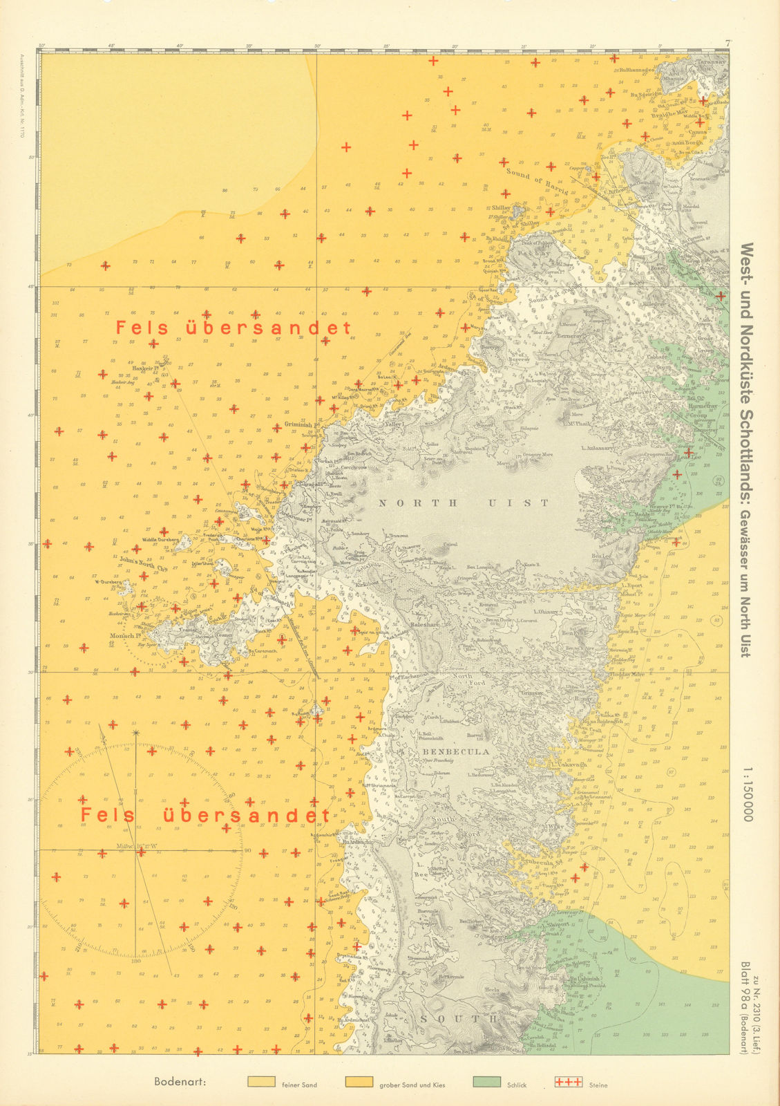 98a. North & South Uist Benbecula Hebrides. KRIEGSMARINE Nazi map 1940 old