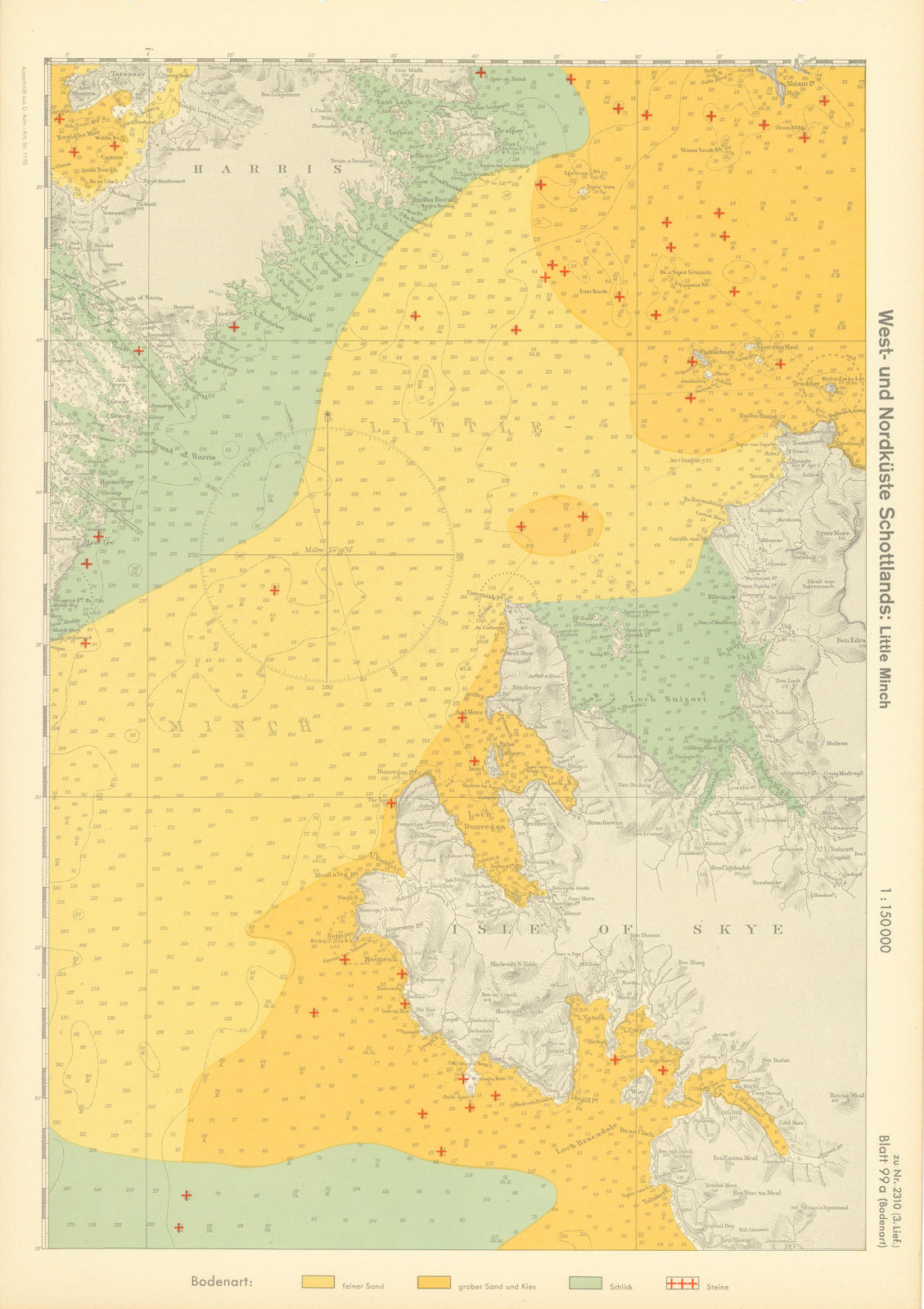 99a. Isle of Skye & Harris. Minch. Scotland. KRIEGSMARINE Nazi map 1940