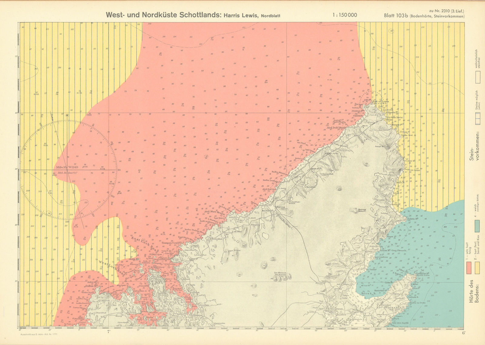 103b. Lewis north sheet. Hebrides Ross-shire. KRIEGSMARINE Nazi map 1940