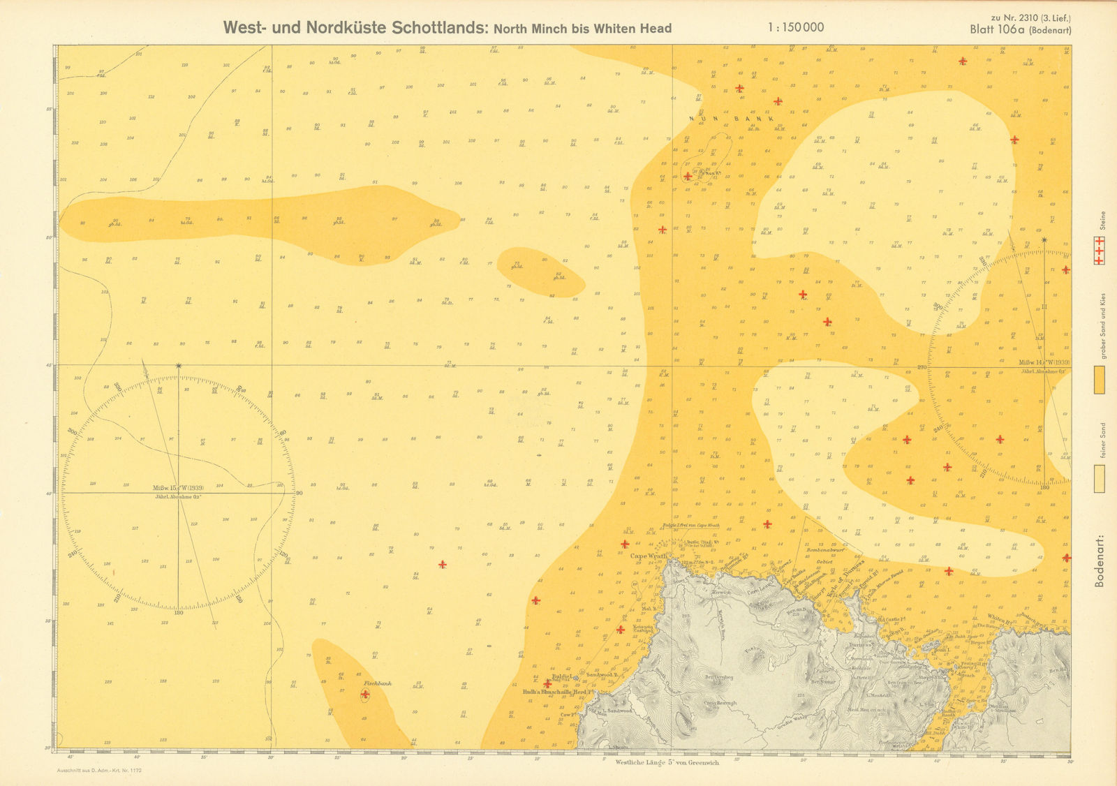 106a. Sutherland Coast. Cape Wrath. Scotland. KRIEGSMARINE Nazi map 1940