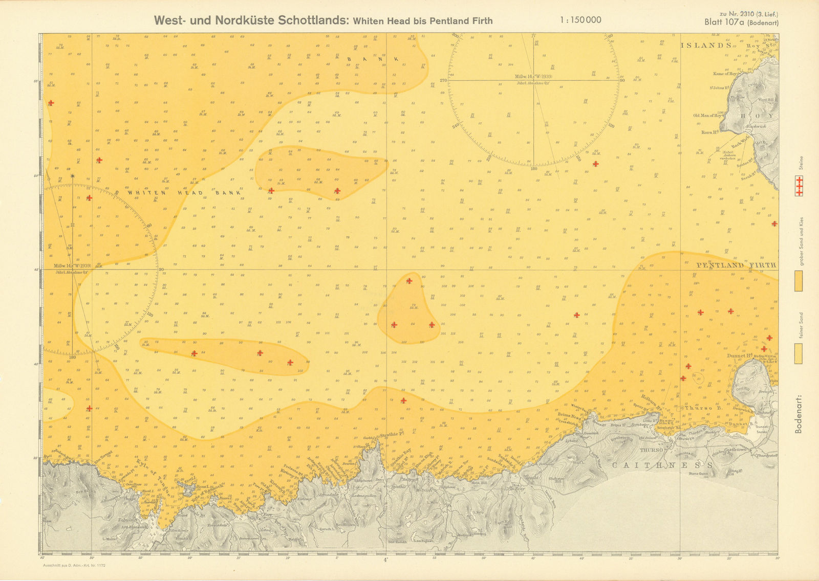 107a. Caithness Sutherland Hoy Orkney coast. KRIEGSMARINE Nazi map 1940