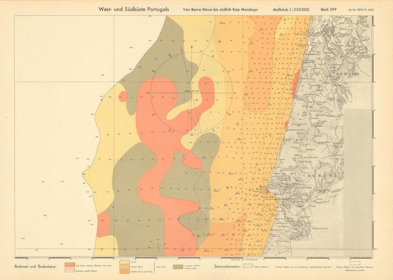 Associate Product Ciombra Aveiro coast. Figueira da Foz. Portugal. KRIEGSMARINE Nazi map 1943