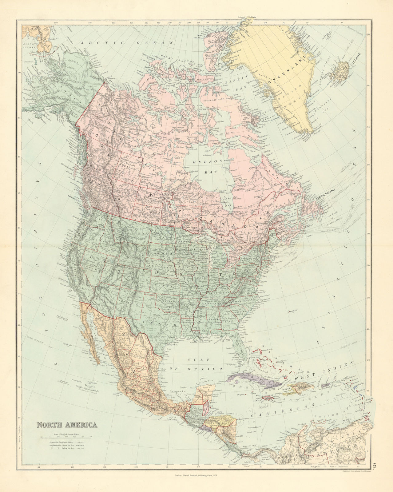 North America USA Canada. North Dakota named State of Lincoln STANFORD 1887 map