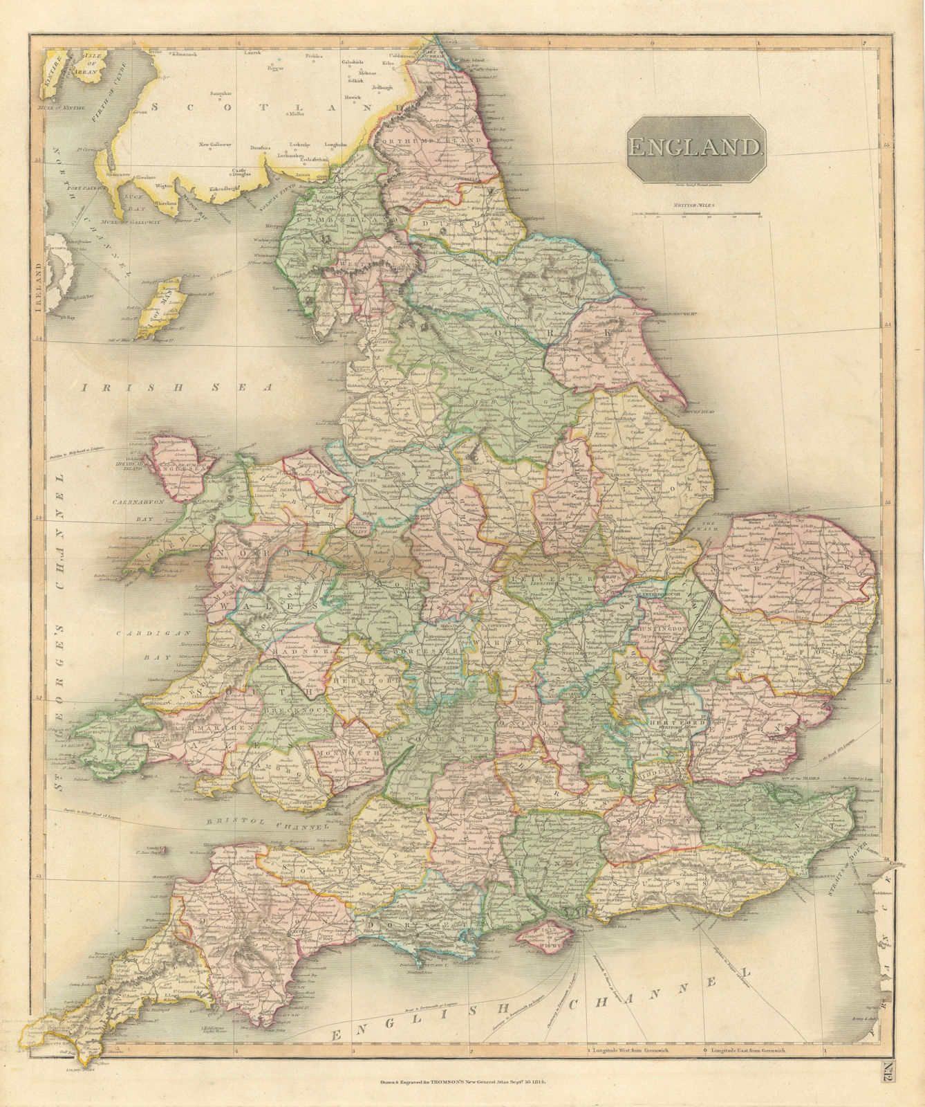 "England" by John Thomson. England and Wales. Coach roads & canals 1817 map