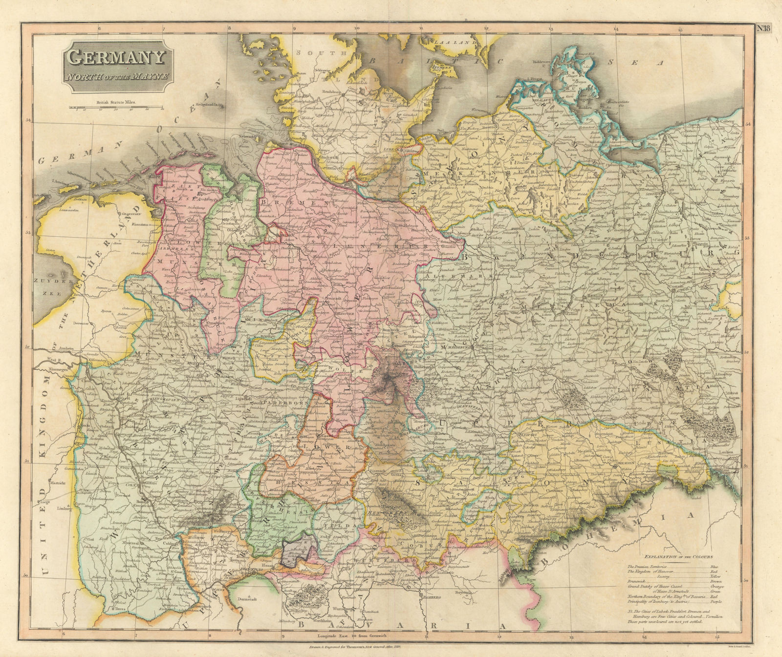 "Germany, north of the Mayne" (Main). Prussia Hanover Saxony. THOMSON 1817 map