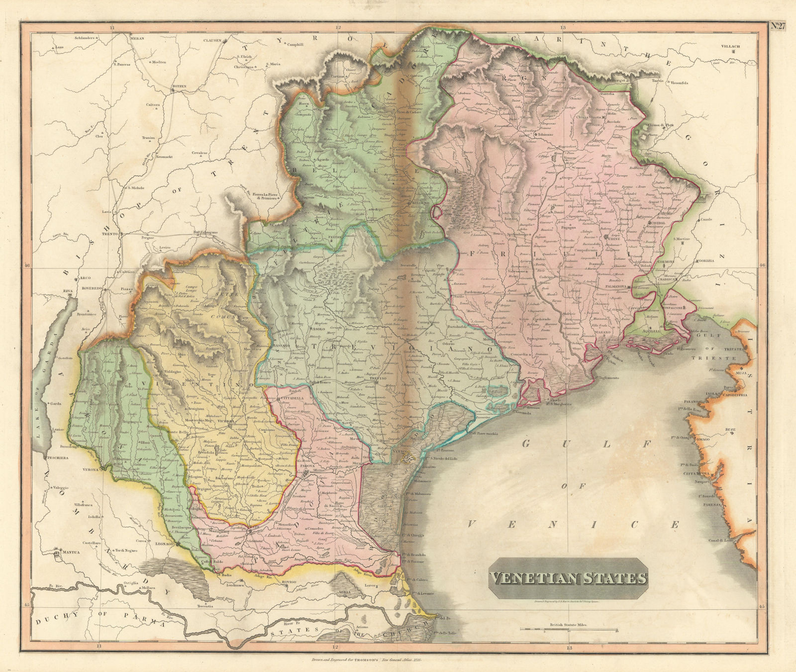 "Venetian States". Republic of Venice, Italy. Veneto & Friuli. THOMSON 1817 map