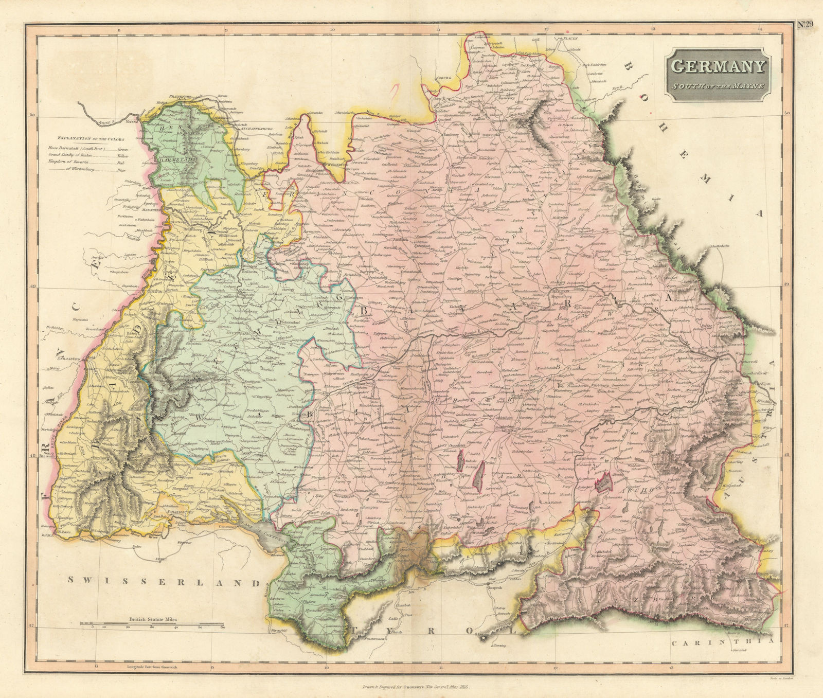 "Germany, south of the Mayne" (Main). Bavaria Baden Voralberg. THOMSON 1817 map