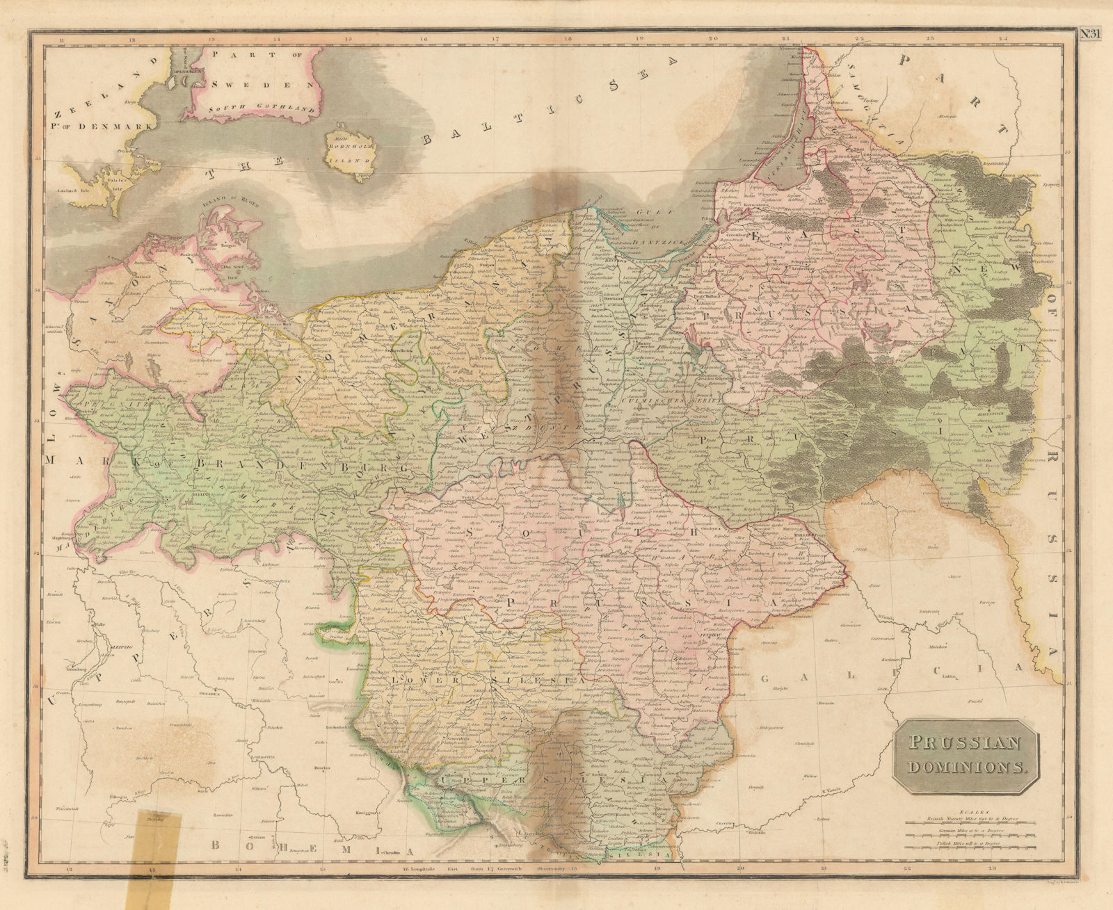 "Prussian dominions". Poland Brandenburg Silesia Pomerania. THOMSON 1817 map
