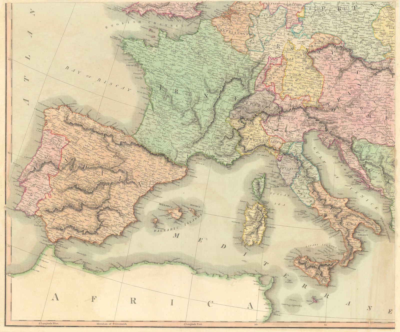 South-west & Central Europe. Switzerland includes Haute-Savoie. THOMSON 1817 map