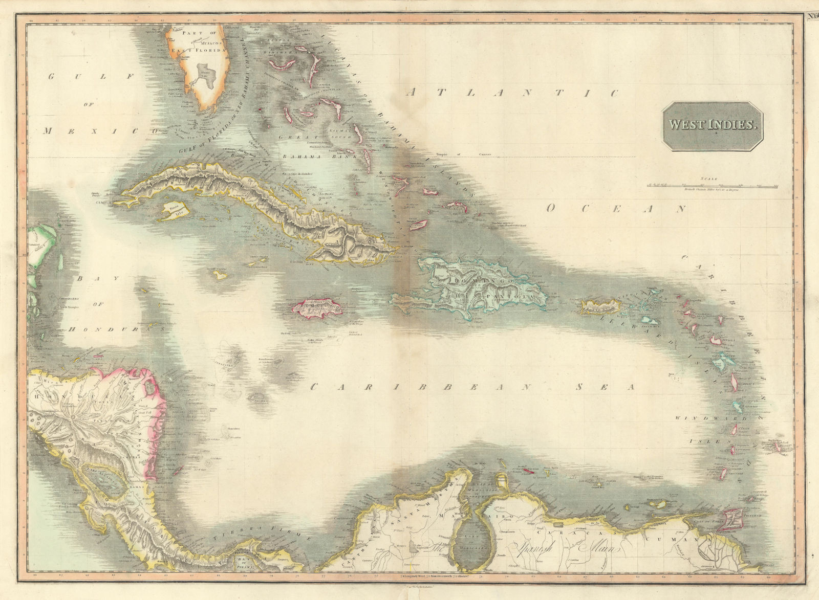 "West Indies" by John Thomson. Caribbean islands. Antilles 1817 old map