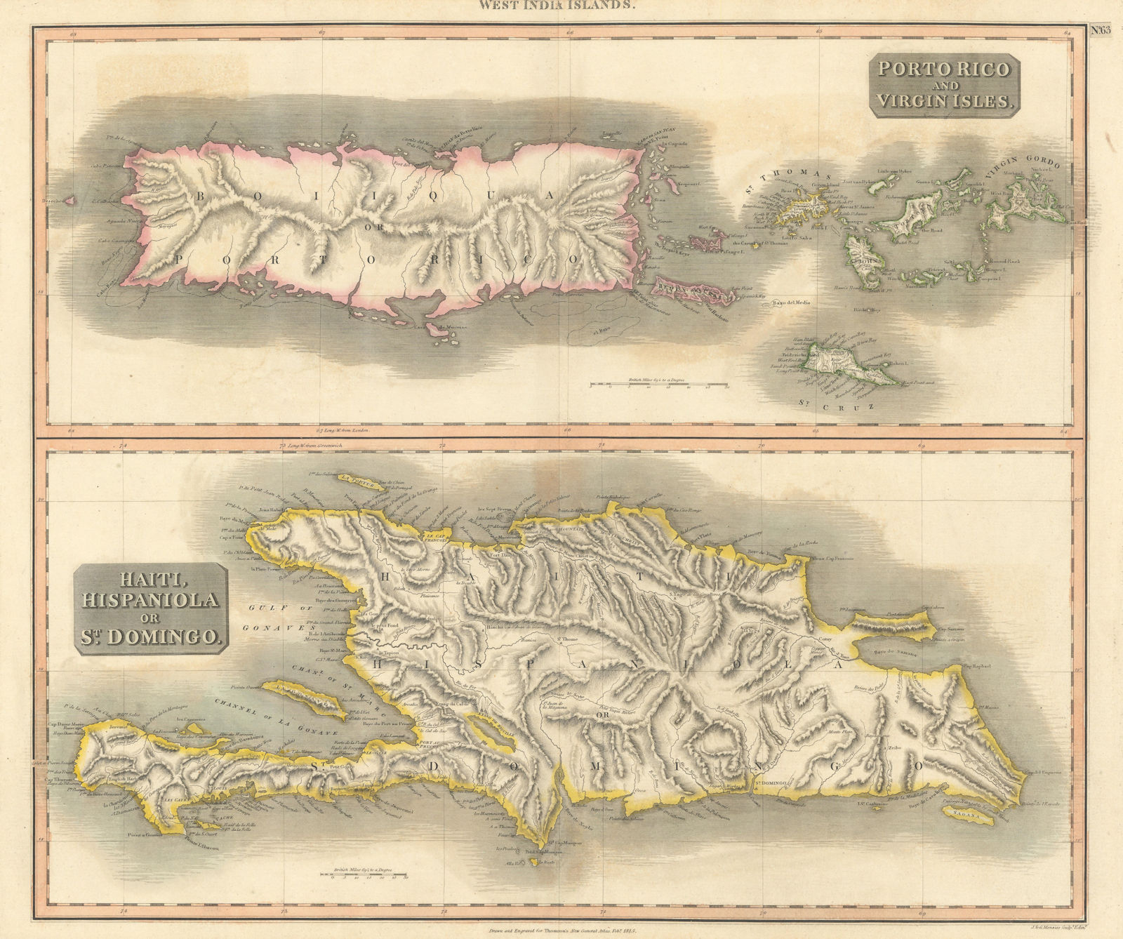 Puerto Rico & Virgin Islands. Haiti, Hispaniola or St. Domingo. THOMSON 1817 map